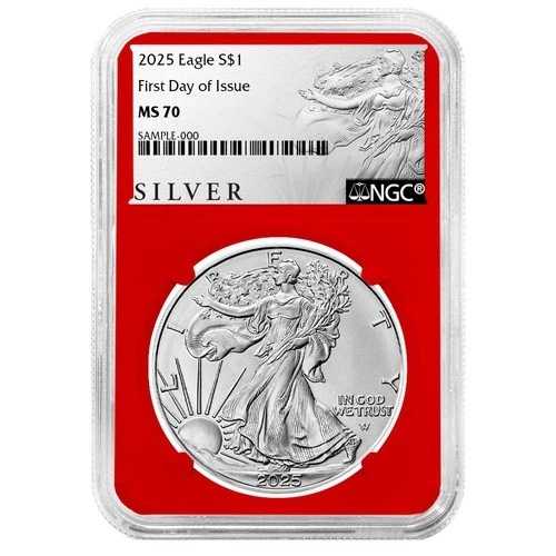 2025年 1ドル アメリカン シルバー イーグル NGC MS70 FDI ALSラベル レッドコア
