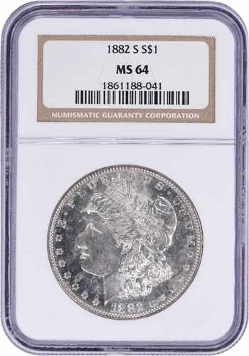 1882-S モルガン銀貨 MS64 NGC