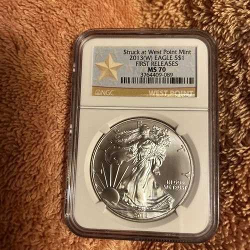 2013-W 1ドル銀貨イーグルコイン MS69 NGC 初版、ウェストポイント造幣局 MS 70 NGC