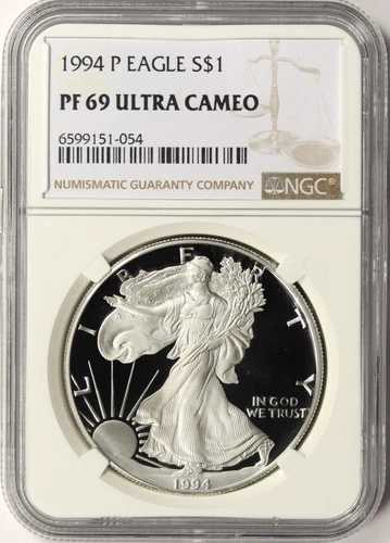 1994-P プルーフ $1 アメリカン シルバー イーグル NGC PF69 ウルトラ カメオ
