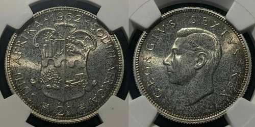 南アフリカ 1952年 プルーフ 2シリング 2/- NGC PF66 GEM UNC KM# 38.2 #1650｜WORLD RESOURCE【QUEEN店】