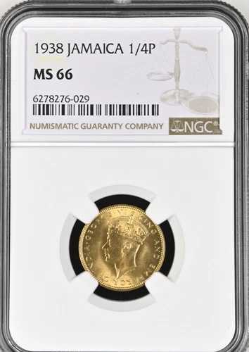 1938年 ジャマイカ 1/4ペンス / ファーシング キング＆エンペラー NGC MS 66 未使用 美品 43,615円