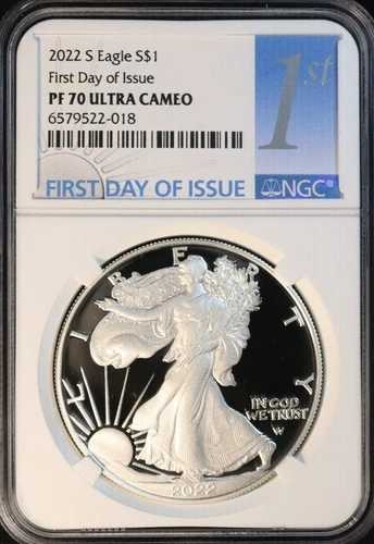 2022 W $1 NGC PF70 ウルトラカメオ プルーフ シルバー イーグル - 発行初日!