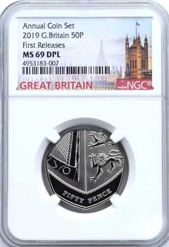 2019年 50ペンス シールドアームズ NGC MS69 DPL イギリスコイン UK