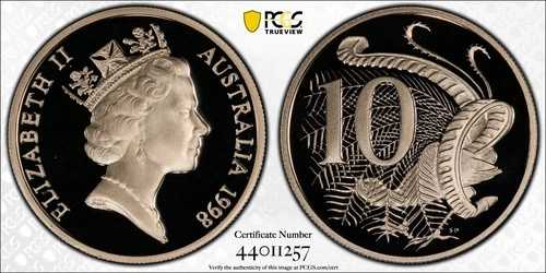 1998年 プルーフ テンセント 10セント オーストラリア PCGS PR69DCAM FDC UNC #3050