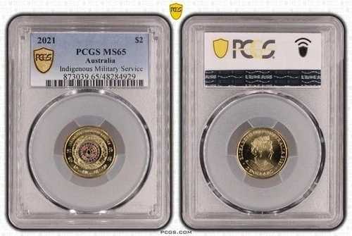2021年 オーストラリア 2ドル カラーコイン PCGS - MS65「先住民軍事サービス」