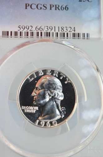 PR66 1960 PCGS 鑑定済み ワシントン クォーター プルーフ ライトカメオ風コイン PR 66