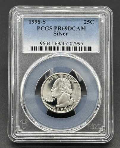 素晴らしいアメリカ製 1998-S 25C ワシントン銀貨 PCGS PR69DCAM プルーフコイン