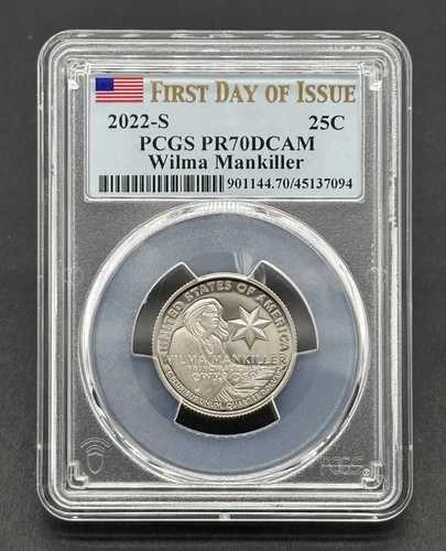 アメリカ 2022年 25セント ウィルマ・マンキラー ディープカメオ プルーフコイン FDOI PCGS PR70DCAM 26,455円