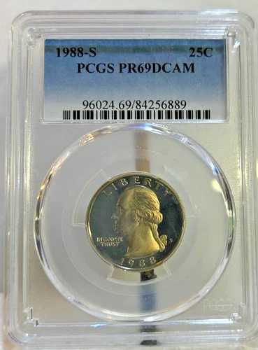 1988-S シルバー ワシントン クォーター PR69 DCAM PCGS、美しいコイン