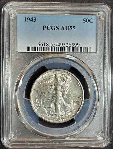 1943年ウォーキング・リバティ・シルバー・ハーフドル PCGS AU55