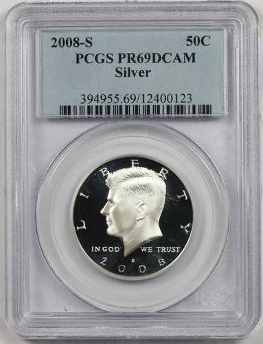 2008-S シルバー 50C PCGS PR 69 DCAM ケネディ ハーフダラー 30,030円