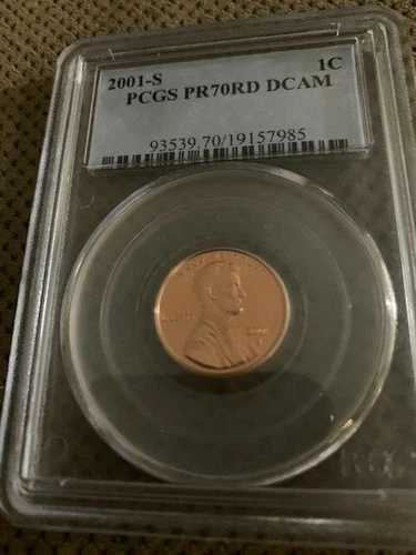 2001-S リンカーン セント、PR70RD DCAM、PCGS、色あせや傷、シミのない完璧な状態