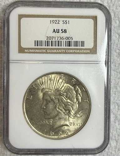1922年ピース銀貨 - NGC AU58