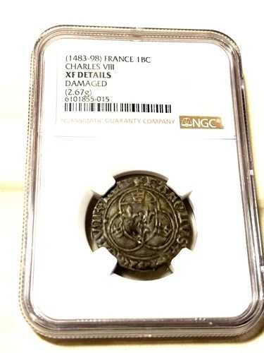 シャルル 8 世 1483-1498 フランス 紀元前 1 年、NGC XF 詳細のみ 1 つのグレードがあります。