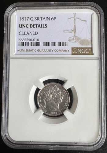 1817年 グレートブリテン シルバー 6 シックスペンス NGC UNC 詳細 ジョージ3世 英国 GB 37,895円