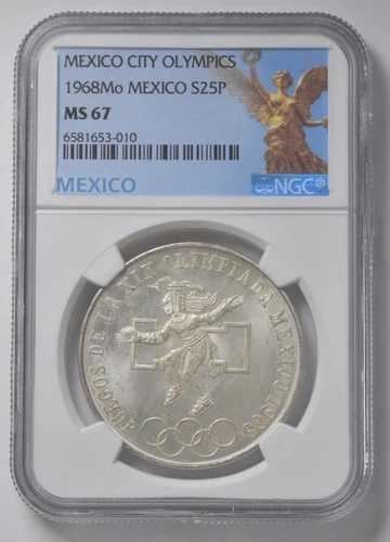 MS67 1968年 MO メキシコ 25ペソ オリンピック NGC シルバー