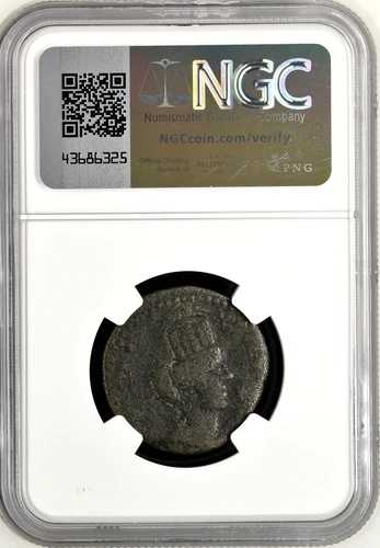 メソポタミア、ニシビス、アレクサンダー大王紀222-235年、テュケーの頭部 - ラム座AE26 NGC VG