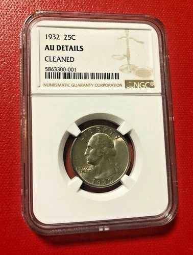 1932年ワシントンクォーター、NGC AU 詳細クリーニング済み