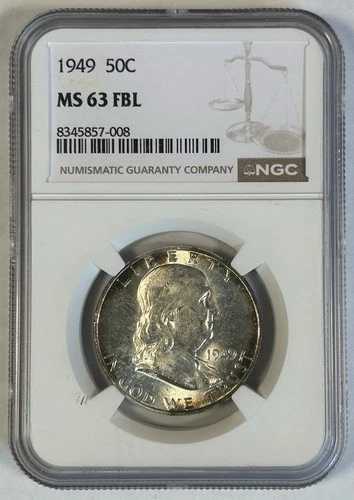 1949年フランクリンハーフダラーコイン NGC MS 63 FBL