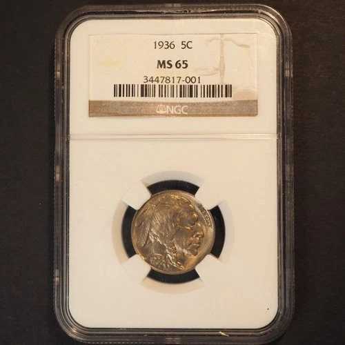 1936年 **P**バッファローニッケル - NGC MS65**素晴らしいコイン！** - 送料無料！ G1972