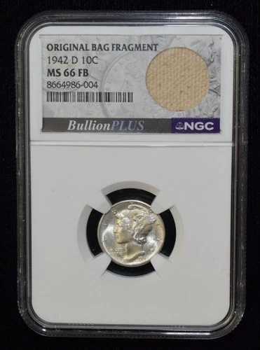 1942-D NGC MS66 FB 10C マーキュリーシルバーダイム オリジナルバッグの破片