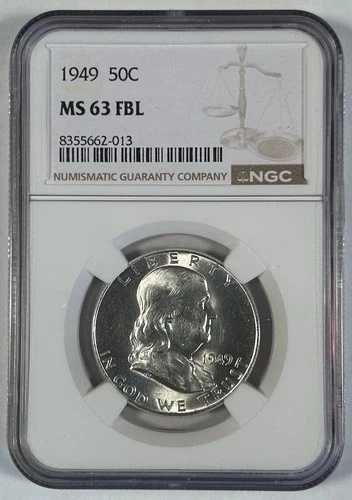 1949年フランクリンハーフダラーコイン NGC MS 63 FBL