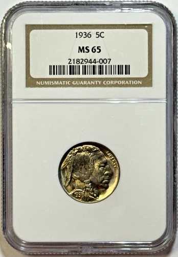 1936年製バッファローニッケル ? NGC MS65 ? 自然な美しい色合い ? シャープな輝き