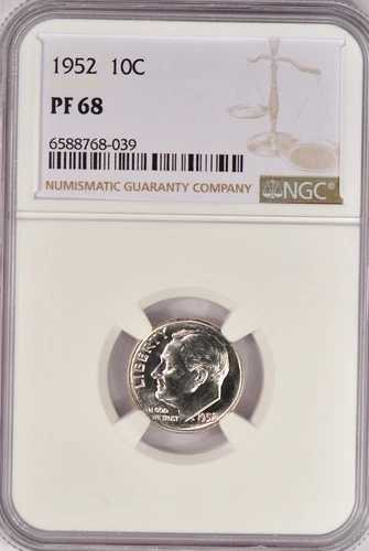 1952年 ルーズベルト ダイム プルーフ NGC PF 68 PR68 ジェム シルバー コイン 10セント