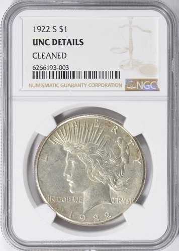 1922-S シルバーピースダラー NGC UNC 詳細