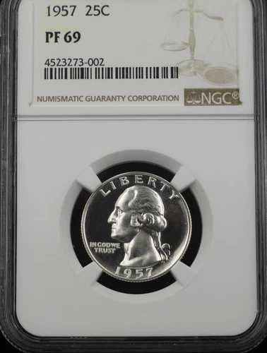 1957年ワシントン・クォーター 25セント NGC PR69 (P0572FC)