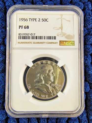 1956年 シルバープルーフ - タイプ2 - フランクリンハーフダラー - NGC PF 68