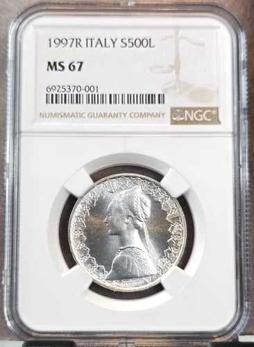 1997年 イタリア シルバー 500リラ ルネッサンス 女性 NGC MS 67 希少宝石 BU 37,895円