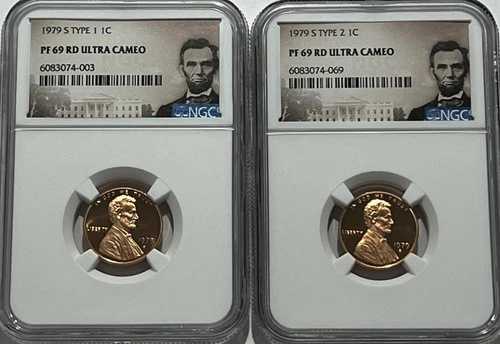 1979 S NGC PF69 ウルトラカメオ タイプ1 & タイプ2 リンカーン ペニー 1セント 2枚セット