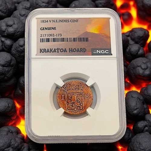 1834年オランダ領インドセント - NGC本物 - クラカタウ火山噴火の宝物