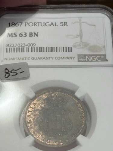 1867年ポルトガル5レイスNGC MS 63 Bnグレードの上位3枚の1つ