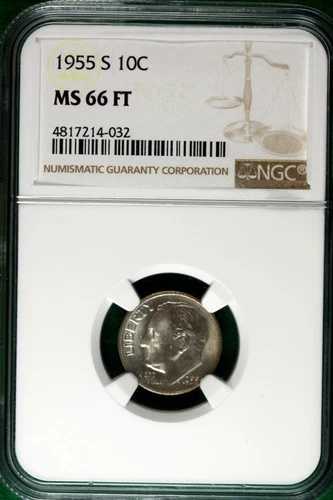 1955年 S ルーズベルト ダイム NGC MS66 フルトーチ #B49545