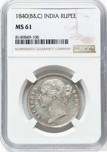 インド 1840年(B&C) ルピー NGC MS 61