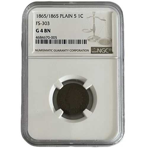 1865/1865 インディアンヘッドセントプレーン5 FS-303 G4 BN NGC