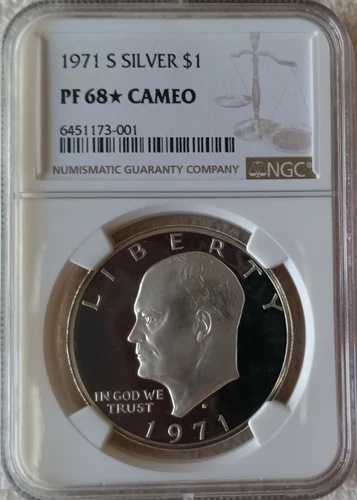 1971-S アイゼンハワー銀貨プルーフ NGC PF68+ カメオ