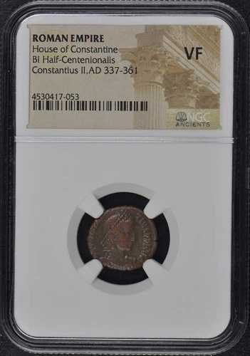 コンスタンティウス2世 337-361年 コンスタンティヌス家 ローマ ハーフセンテニアリス NGC VF20