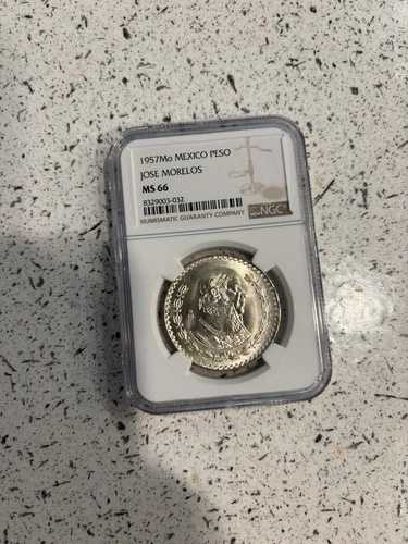 1957年 モナコ メキシコ シルバー 1ペソ NGC MS66 品質
