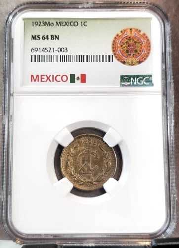 1923年 メキシコ 1センタボ 1C NGC MS 64 BN 美しい希少なミントステートコイン