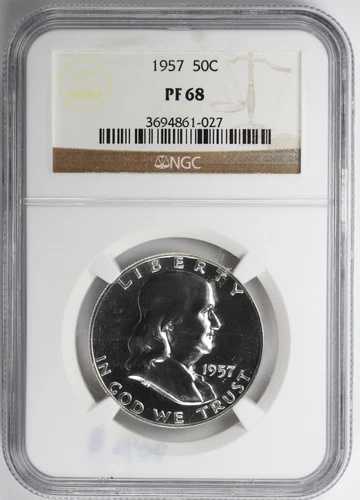 1957年 プルーフ フランクリン ハーフダラー NGC PF68 50セント