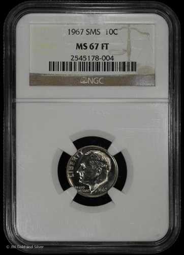 1967年 10セント SMS ルーズベルト ダイム NGC MS 67 FT | フルトーチ