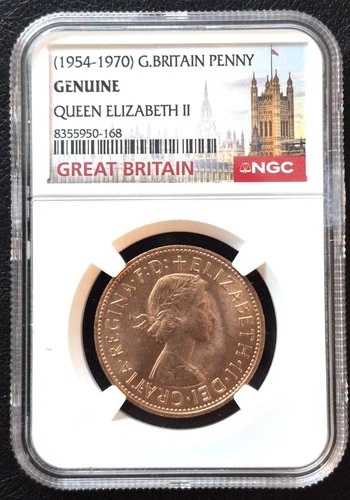 1967年 NGC認定本物 *エリザベス2世女王 - イギリス ペニー \
