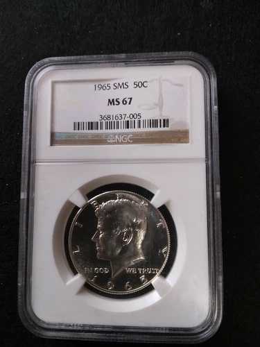 1965年 SMS MS-67 50セント ケネディ ハーフダラー NGC D/260