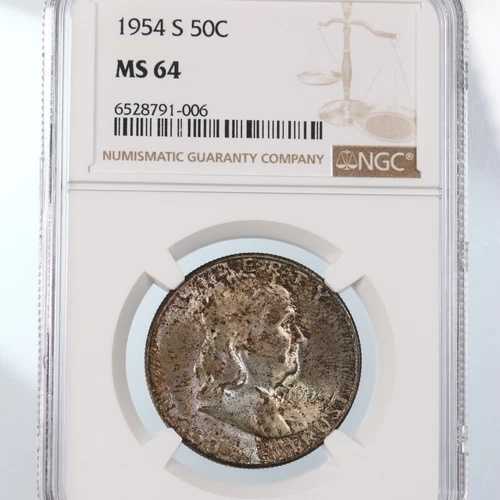 1954-S フランクリン 50C NGC認定 MS64