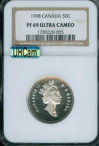 1998年 カナダ シルバー 50セント NGC PF69 ウルトラカメオ MAC ウルトラヘビーカメオ *
