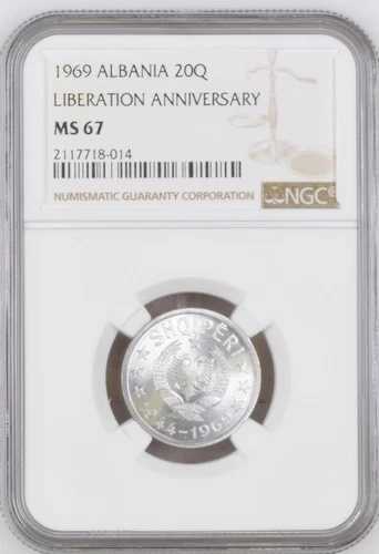 1969年 アルバニア 20 キンダルカ NGC MS 67 解放25周年記念 *TOP POP*